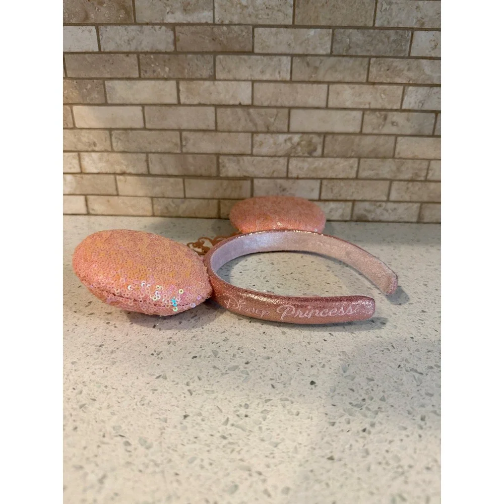 Disney Parks Minnie Mouse Headband Tiara Sequins Peach Pink OSFM